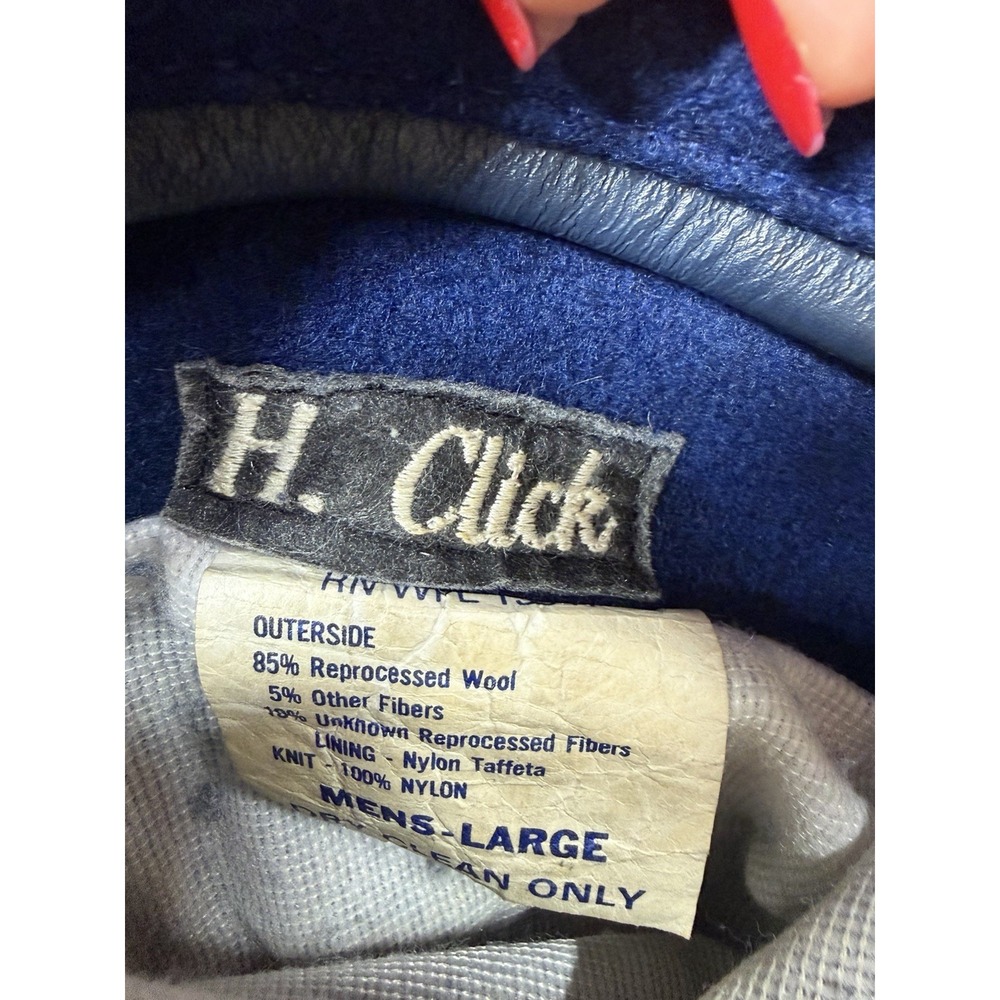 Vintage Letterman Tigers Liberty Navy Blue Wool Leather Jacket Men's Large - Picture 6 of 9